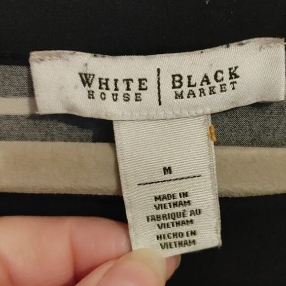 White House Black Market Dress Shift Striped Black White Medium - Picture 3 of 4